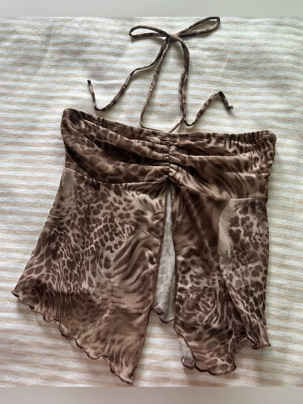 animal print stretchy netting set w lettuce hems / size small